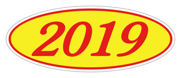 Oval Year Sticker Red Yellow 2019